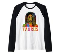 Tauro Reina Loc'd Mujer Negra Zodiaco Africano Cumpleaños Camiseta Manga Raglan