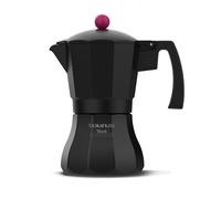 Taurus Black Moments 12 - Cafetera italiana, 12 tazas, base y filtro de acero inoxidable, mango ergonómico, válvula de seguridad, cierre de silicona para mayor seguridad, para todos los fuegos, negro