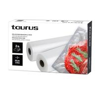 Taurus 999258000 - Pack de Rollos para envasadora al vacío, 2 rollos de 22 cm x 6 metros, para la conservación de alimentos, se adapta a la medida