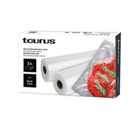 Taurus 999258000 - Pack de Rollos para envasadora al vacío, 2 rollos de 22 cm x 6 metros, para la conservación de alimentos, se adapta a la medida