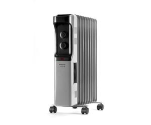 Taurus Alpatec New Dakar 2000 - Radiador de aceite, 2000W, 3 intensidades, termostato regulable, protección antivuelco, piloto luminoso, asa de transporte, ruedas, superficies hasta 20m2, gris