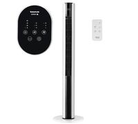Taurus Amazing - Ventilador de torre Babel Infinite 50W, Altura 110 cm, 3 velocidades y 3 modos, Timer hasta 15 horas, Auto off, Mando y selector táctil, Base antideslizante, Silencioso, Negro