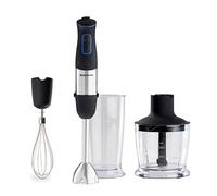 Taurus Batidora de mano con 1000W de potencia, 20 velocidades, función Turbo, diseño anti salpicaduras, cuchillas de acero inoxidable de 4 filos, accesorios picador, vaso medidor y emulsionador