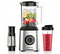 Taurus - Batidora de Vaso Prior 1800W, 20 Velocidades, Turbo + 4 Funciones, Pica Hielo, Smoothie, 6 Cuchillas, Filtro Antipulpa, Vaso Portátil, Apta Lavavajillas, Libre de BPA, Negro/Metálico