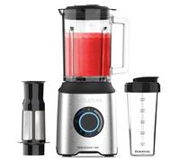 Taurus - Batidora de Vaso Prior 1800W, 20 Velocidades, Turbo + 4 Funciones, Pica Hielo, Smoothie, 6 Cuchillas, Filtro Antipulpa, Vaso Portátil, Apta Lavavajillas, Libre de BPA, Negro/Metálico