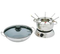 Taurus Blanco y marrón WF 139 - Wok de Fondue Combinado Kunlun - 8 Personas - Acero Inoxidable
