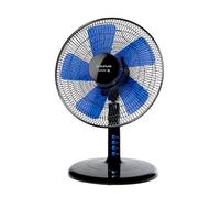 Taurus Boreal 12 Elegance- Ventilador de mesa portátil, ventilador sobremesa Negro/azul, Sistema oscilación/inclinación, 5 aspas, Diámetro 30cm, 45W, Base redonda antideslizante, 3 velocidades