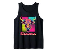 Taurus Bull Neon Retro 80s Vaporwave Zodiac Graphic, Tauro Camiseta sin Mangas
