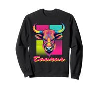 Taurus Bull Neon Retro 80s Vaporwave Zodiac Graphic, Tauro Sudadera