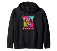 Taurus Bull Neon Retro 80s Vaporwave Zodiac Graphic, Tauro Sudadera con Capucha