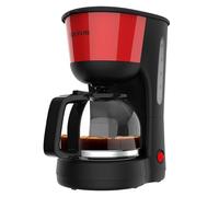 Taurus - Cafetera de goteo Verona Vintage Red, 12 Tazas, 1000W, Jarra cristal graduada, Depósito agua visible, Filtro reutilizable, Auto apagado, Placa calefactora