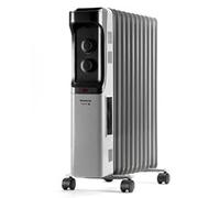 Taurus Dakar - Radiador de aceite de 11 elementos, 2500W, 3 niveles de potencia, Termostato ajustable, Protección sobrecalentamiento, Asa y ruedas, Bajo consumo, Piloto luminoso, Gris