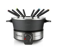 Taurus Fondue en Casa para 8 Personas, 1000 W potencia, Acero Inoxidable, Capacidad 2L, Olla Libre de PFOA, Asa de transporte, Color en Acero Inoxidable Negro, Plata- Chocolate, Queso, Caldo, y más