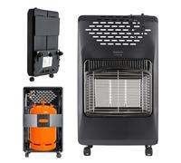 Taurus Gas Compact - Estufa de gas butano, estufa plegable, 4.2kW, 3 niveles de potencia, encendido piezoeléctrico, triple sistema de seguridad, 5 ruedas, bombona carga butano de máx 15kg