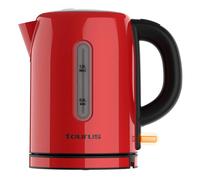 Taurus - Hervidor eléctrico Vintage Compact Red | 2400W | 1L | Base 360° | Apagado automático | LED | Asa ergonómica | Visor de Agua | INOX | Medidor Tazas | Rojo