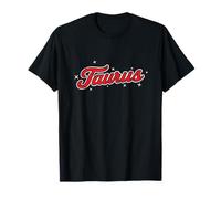Taurus Retro Script Zodiac Rojo Camiseta