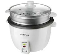 Taurus Rice Chef - Arrocera. 700W. Capacidad 1.8L. Revestimiento antiadherente. Función de cocción y mantenimiento del calor. Accesorio cocción al vapor. Blanco