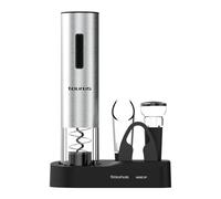 Taurus - Sacacorchos Profesional Wine Up, Abridor de Vino Inalámbrico, Descorcha en 6-8 s, Luz LED, Accesorios: Cortador cápsulas, decantador, tapón Bomba vacío, Base Almacenamiento, Cable USB