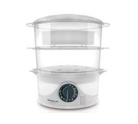 Taurus Salutecook - Vaporera, 800W, 6 l de capacidad, 3 pisos, temporizador de 1 hora, 1 litro de capacidad de agua, accesorio para cocer arroz, blanco