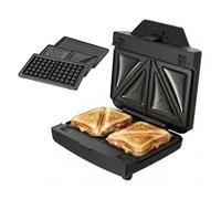 Taurus - Sandwichera Miami Legend | 900W | 3 Placas antiadherentes desmontables: Sandwich, Grill y Gofre | Rápido Calentamiento Uniforme | Almacenaje vertical | Asa toque frío | Acabados Inox