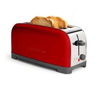 Taurus - Tostador, 1400W, 6 niveles de tostado, dos ranuras extra largas de anchura variable, funciones: stop, recalentar y descongelar, sistema auto centrado, acero inoxidable