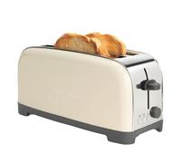 Taurus - Tostador Vintage Cream, 1500W, 2 Ranuras Extra Largas, 7 Niveles, 3 Funciones, Cuerpo Inox, Autocentrado, Recogemigas, Elevación Extra, Recoge cables, Crema