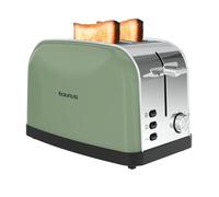 Taurus - Tostador Vintage II Olive, 1500W, 2 Ranuras cortas (135 x 35 mm), 7 Niveles, 3 Funciones, Cuerpo Inox, Autocentrado, Recogemigas, Elevación Extra, Recoge cables, Olive