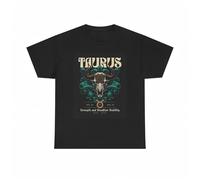 Taurus Zodiac Astrology Sign Graphic T Shirt Unisex Heavy Cotton tee Black Black