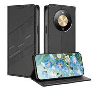 TAUYN Funda Leather Folio para el Honor Magic 8 Lite, Premium PU/TPU Cuero Wallet Carcasa de Cuero PU Antigolpes Case, con Soporte y Ranura para Tarjeta. Negro
