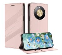TAUYN Funda Leather Folio para el Honor Magic 8 Lite, Premium PU/TPU Cuero Wallet Carcasa de Cuero PU Antigolpes Case, con Soporte y Ranura para Tarjeta. Rosa