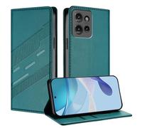 TAUYN Funda Leather Folio para el Motorola Edge 50, Premium PU/TPU Cuero Wallet Carcasa de Cuero PU Antigolpes Case, con Soporte y Ranura para Tarjeta. Verde Oscuro