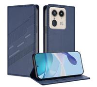TAUYN Funda Leather Folio para el Motorola Edge 50 Ultra, Premium PU/TPU Cuero Wallet Carcasa de Cuero PU Antigolpes Case, con Soporte y Ranura para Tarjeta. Azul Oscuro