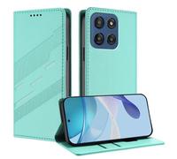 TAUYN Funda Leather Folio para el Motorola Edge 60, Premium PU/TPU Cuero Wallet Carcasa de Cuero PU Antigolpes Case, con Soporte y Ranura para Tarjeta. Verde Menta