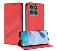 TAUYN Funda Leather Folio para el Motorola Edge 60 Pro, Premium PU/TPU Cuero Wallet Carcasa de Cuero PU Antigolpes Case, con Soporte y Ranura para Tarjeta. Rojo
