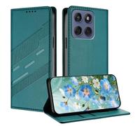 TAUYN Funda Leather Folio para el Motorola Edge 70, Premium PU/TPU Cuero Wallet Carcasa de Cuero PU Antigolpes Case, con Soporte y Ranura para Tarjeta. Verde Oscuro