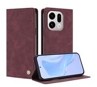 TAUYN Funda Leather Folio para el OPPO Find X9, Diseño de Flip Magnético, Premium PU/TPU Cuero Wallet Carcasa de Cuero Antigolpes Case, Resistente Caídas Protección Total. Vino Tinto