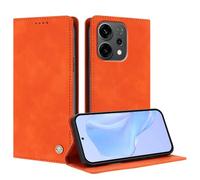 TAUYN Funda Leather Folio para el OPPO Reno 14F 5G/4G, Diseño de Flip Magnético, Premium PU/TPU Cuero Wallet Carcasa de Cuero Antigolpes Case, Resistente Caídas Protección Total. Naranja