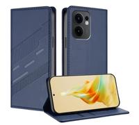 TAUYN Funda Leather Folio para el OPPO Reno13F 5G/Reno 13F 4G, Premium PU/TPU Cuero Wallet Carcasa de Cuero PU Antigolpes Case, con Soporte y Ranura para Tarjeta. Azul Oscuro