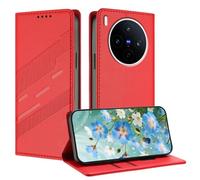 TAUYN Funda Leather Folio para el Vivo X300 Pro, Premium PU/TPU Cuero Wallet Carcasa de Cuero PU Antigolpes Case, con Soporte y Ranura para Tarjeta. Rojo