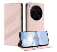 TAUYN Funda Leather Folio para el Vivo X300 Ultra, Premium PU/TPU Cuero Wallet Carcasa de Cuero PU Antigolpes Case, con Soporte y Ranura para Tarjeta. Rosa