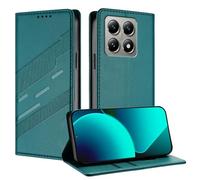 TAUYN Funda Leather Folio para el Xiaomi 15T, Premium PU/TPU Cuero Wallet Carcasa de Cuero PU Antigolpes Case, con Soporte y Ranura para Tarjeta. Verde Oscuro