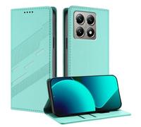 TAUYN Funda Leather Folio para el Xiaomi 15T, Premium PU/TPU Cuero Wallet Carcasa de Cuero PU Antigolpes Case, con Soporte y Ranura para Tarjeta. Verde Menta