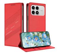TAUYN Funda Leather Folio para el Xiaomi Poco F8 Pro, Premium PU/TPU Cuero Wallet Carcasa de Cuero PU Antigolpes Case, con Soporte y Ranura para Tarjeta. Rojo