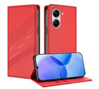 TAUYN Funda Leather Folio para el Xiaomi Poco X7 Pro 5G, Premium PU/TPU Cuero Wallet Carcasa de Cuero PU Antigolpes Case, con Soporte y Ranura para Tarjeta. Rojo
