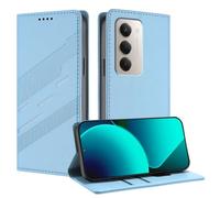 TAUYN Funda Leather Folio para el Xiaomi Redmi 15 5G/4G, Premium PU/TPU Cuero Wallet Carcasa de Cuero PU Antigolpes Case, con Soporte y Ranura para Tarjeta. Azul Claro