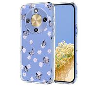 TAUYN Funda para Honor Magic 8 Lite, Fundas Transparente TPU con Diseño de Flores y Plantas, Antichoque y Anticaídas, Flexible y Duradera, Diseño Ligero y Moda. Mariposita