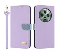 TAUYN Funda para OPPO Reno12 F / Reno12 FS 5G, PU Cuero Flip Carcasa Anti-Choques TPU Proteger Caso, Ranuras para Tarjetas & Stand Función, con Acollador -Púrpura