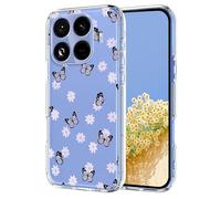 TAUYN Funda para Xiaomi 15T Pro, Fundas Transparente TPU con Diseño de Flores y Plantas, Antichoque y Anticaídas, Flexible y Duradera, Diseño Ligero y Moda. Mariposita