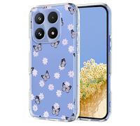 TAUYN Funda para Xiaomi 17, Fundas Transparente TPU con Diseño de Flores y Plantas, Antichoque y Anticaídas, Flexible y Duradera, Diseño Ligero y Moda. Mariposita