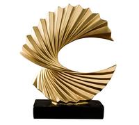 Tauzveok Escultura Abstracta con Base Negra, Ola oceánica, Arte de Mesa, decoración del hogar, Elegantes Decoraciones para Sala de Estar, Dormitorio, Escritorio de Oficina, gabinetes,Oro,H 28cm